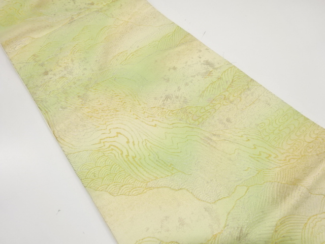 JAPANESE KIMONO / ANTIQUE FUKURO OBI / SILK / WOVEN RAGING WAVES